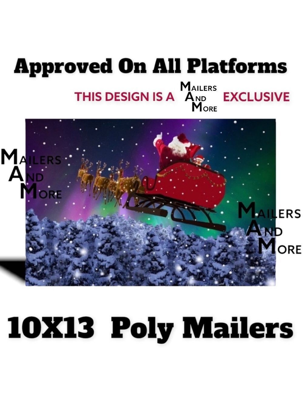 25 10X13 Poly Mailers Santa Aurora Borealis Christmas Envelopes PRICE IS FIRM - Picture 7 of 8